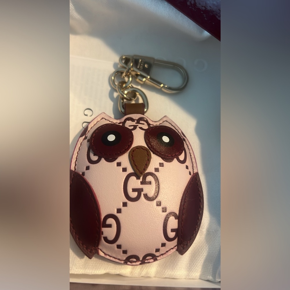 Gucci Pink and Brown Owl Keychain